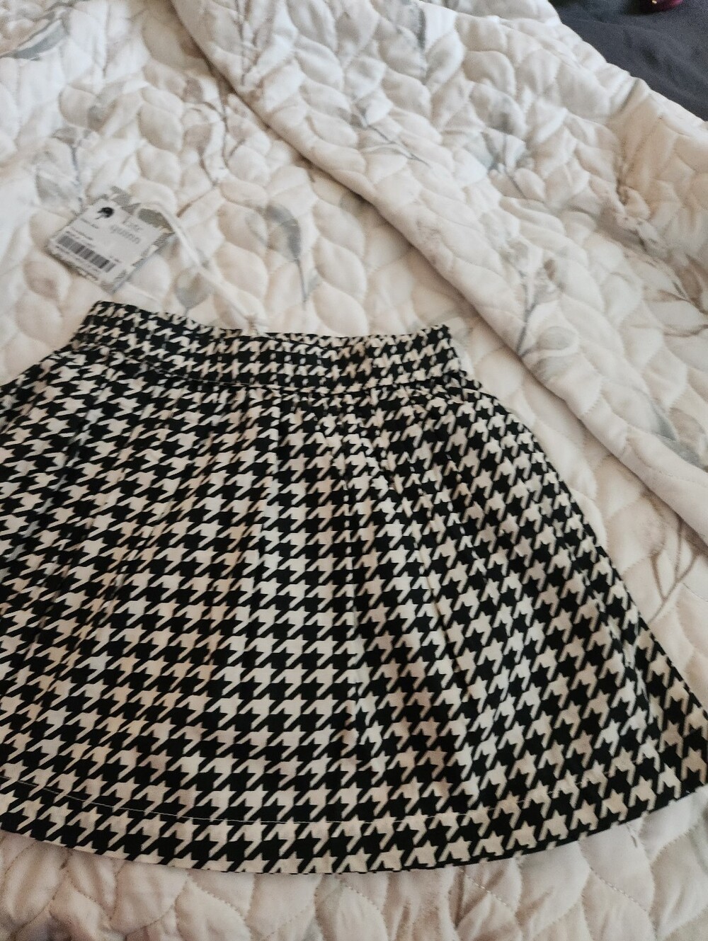 kate quinn Black and White Houndstooth Circle Skirt